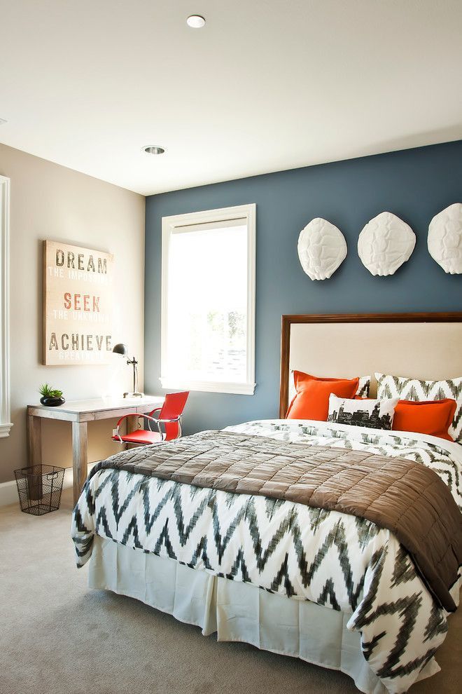 Neutrals with a pop of color! Love this! Flexible decor. The Best Bedroom  Color Ideas