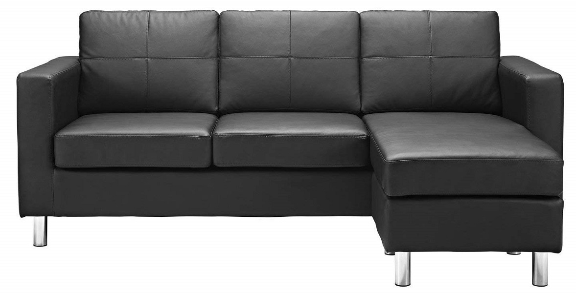 Modern Bonded Leather Sectional Sofa - Small Space Configurable Couch