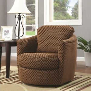 Image is loading Diamond-Pattern-Swivel-Chair-Brown-Club-Adult-New-