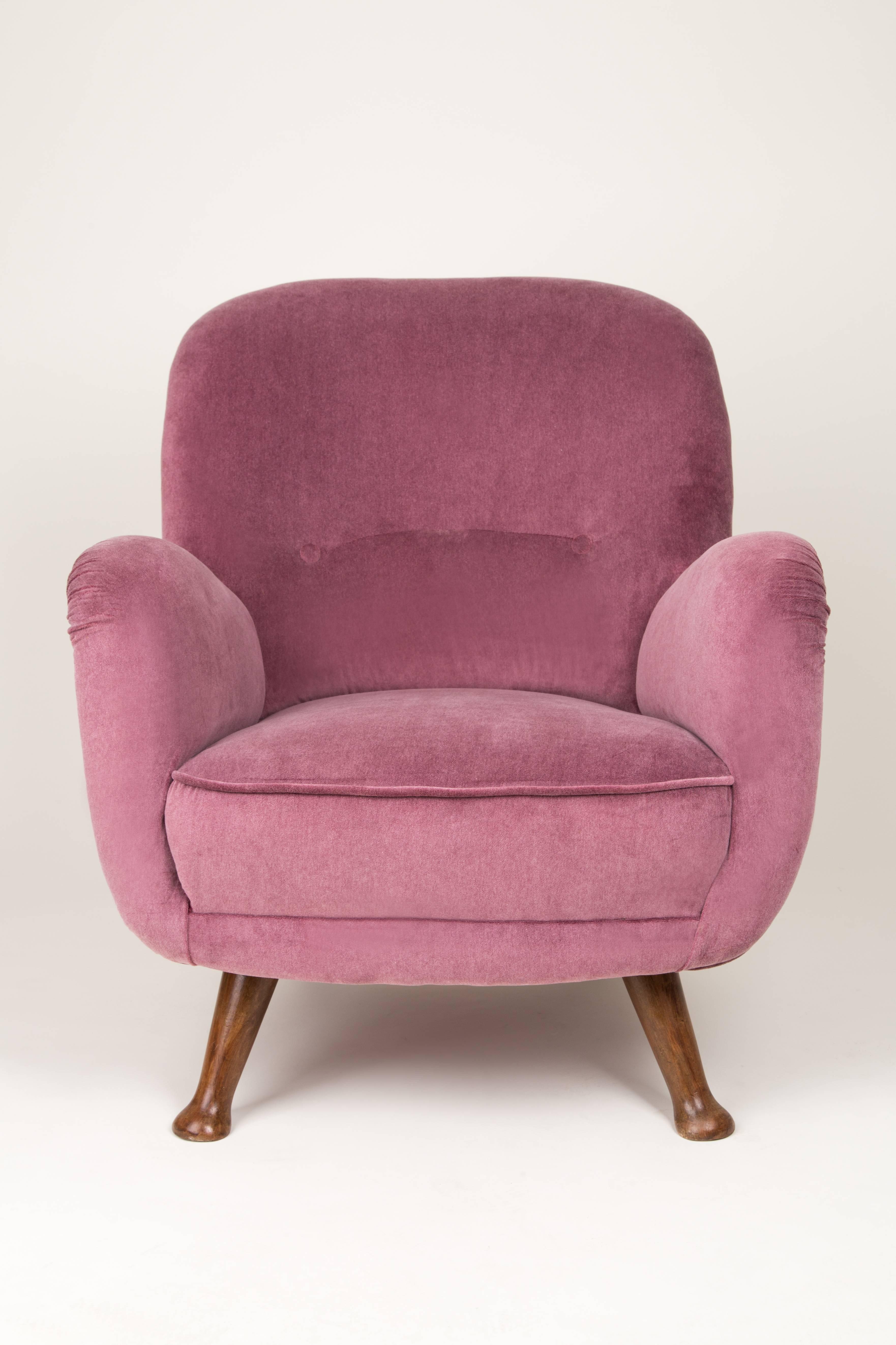 Mid-Century Modern Vintage Burgundy Big Armchair, 1960s For Sale