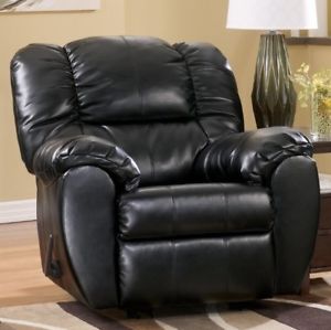 Image is loading BIG-Black-Leather-Rocker-Recliner-Armchairs-Arm-Chair-