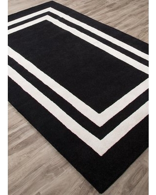 Gramercy Double Border Hand-Tufted Black/White Area Rug Rug Size: Rectangle  5
