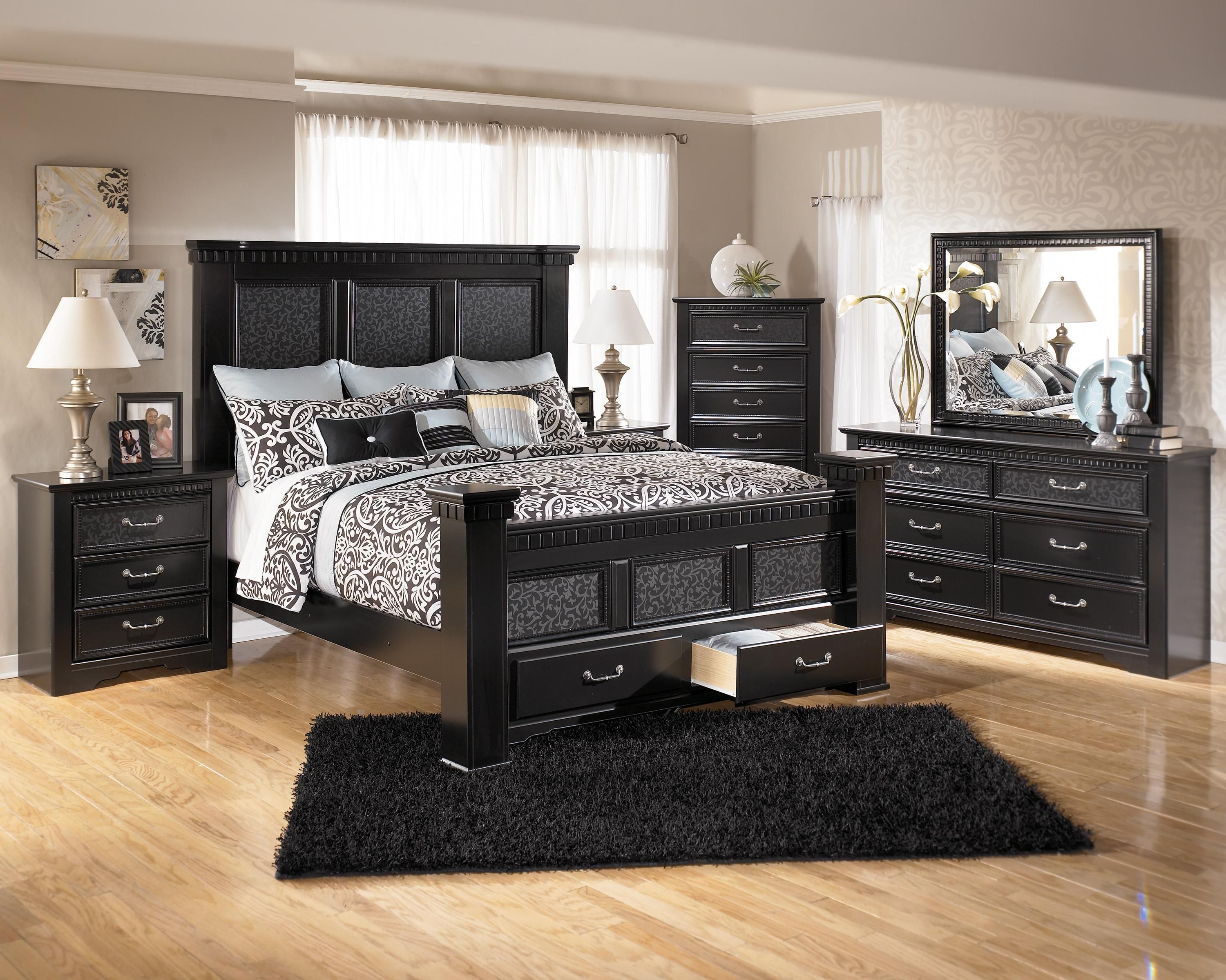 Ashley Furniture Cavallino Bedroom Set with Mansion Poster Bed, Storage  Footboard. Bed only $799.95
