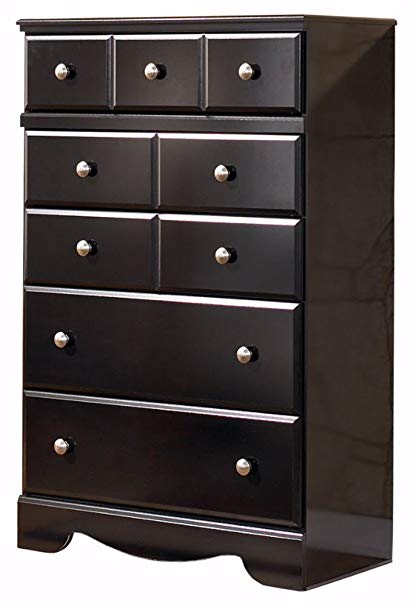 Ashley Furniture Signature Design - Shay Chest of Drawers - 5 Drawer  Dresser - Almost Black