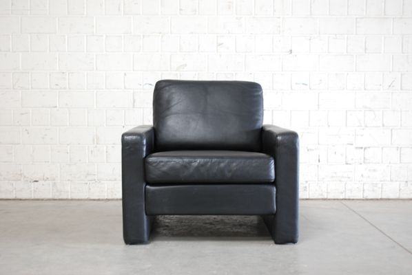 Vintage Conseta Black Leather Armchairs from Cor, Set of 2 1