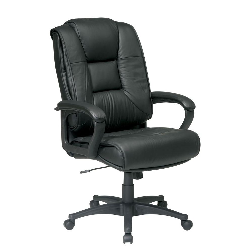 Work Smart Black Leather High Back Office Chair
