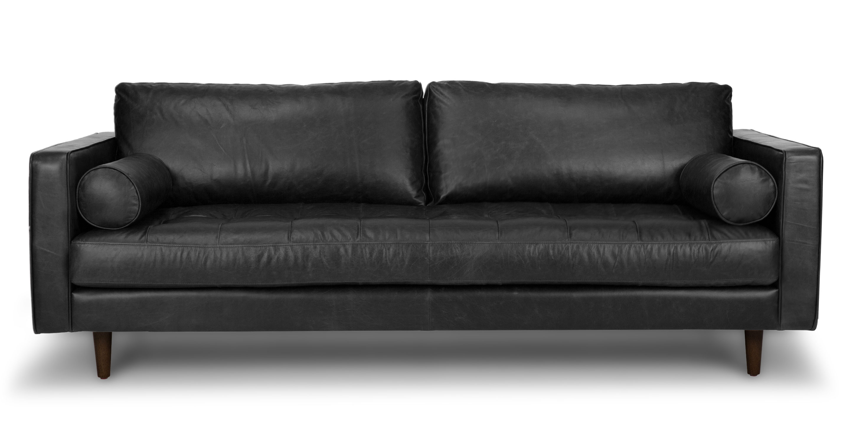 black leather sofa on finance