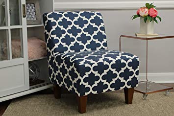 Mainstays Amanda Armless Accent Chair (Navy Blue and White)