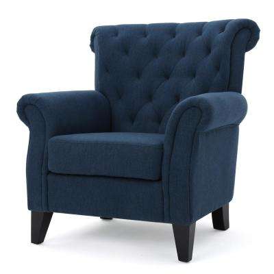 Merritt Dark Blue Fabric Tufted Club Chair