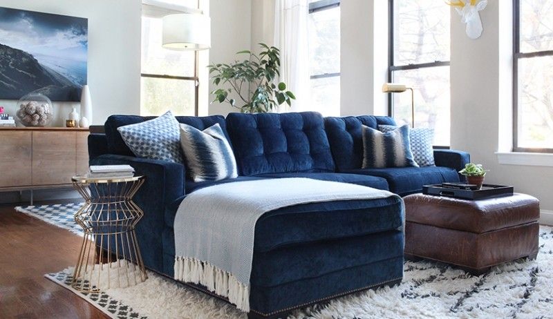 Navy Blue Sectional Sofa - Foter