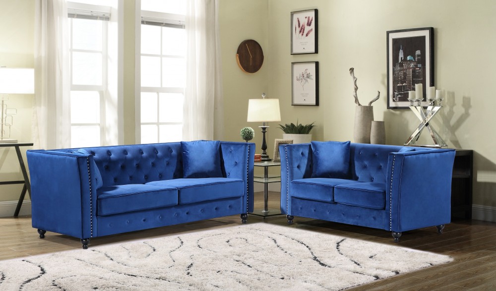 JoJo Blue Sofa & Love Group | U136 - Blue | Living Room Sets | Price  Busters Furniture