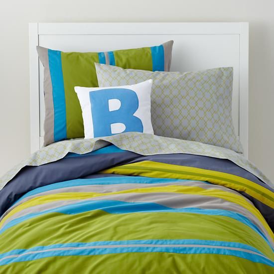 The Land of Nod | Boys Bedding: Bright Colored Striped Bedding Set in Duvet  Covers