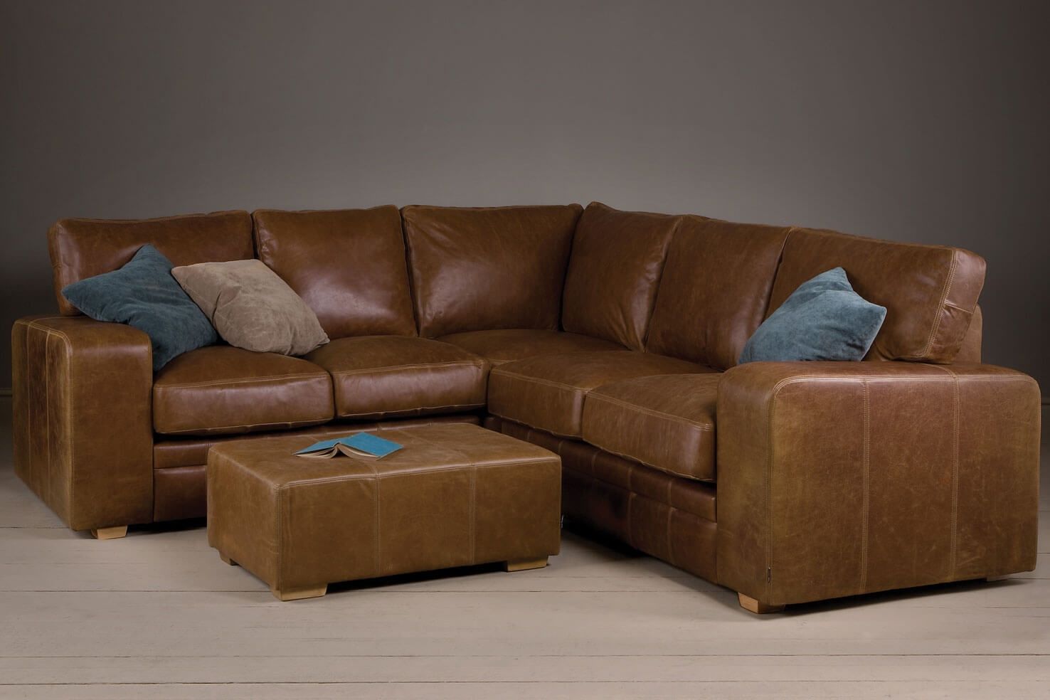 The Broad Arm Leather Corner Sofa by Indigo Furniture