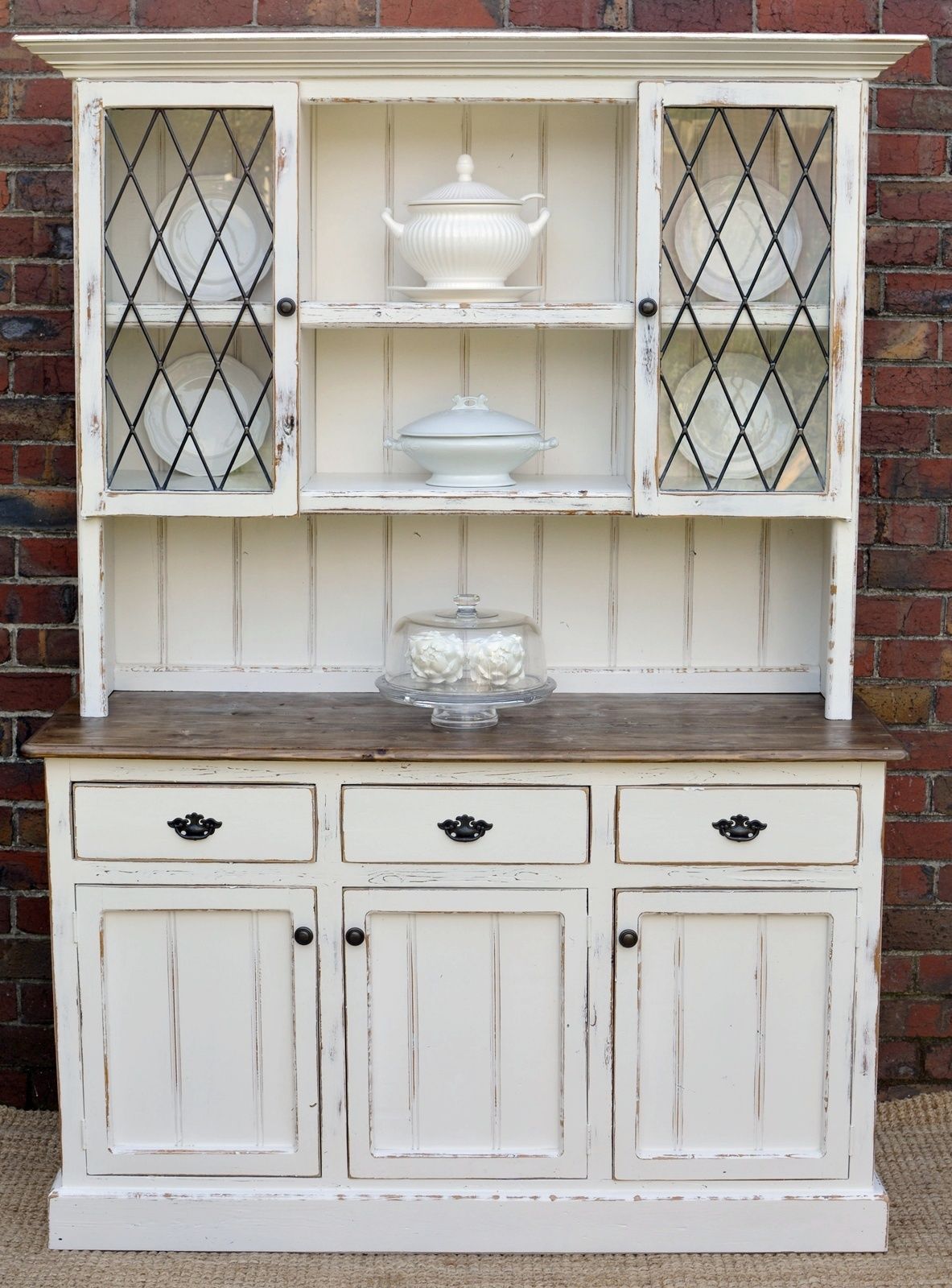 Country Farmhouse French Provincial Buffet AND Hutch Sideboard Dresser White