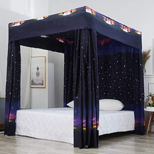 Traveller Location: Mengersi Galaxy Star Four Corner Post Bed Curtain Canopy  Mosquito Net for Boys Kids (Full, Black): Home & Kitchen