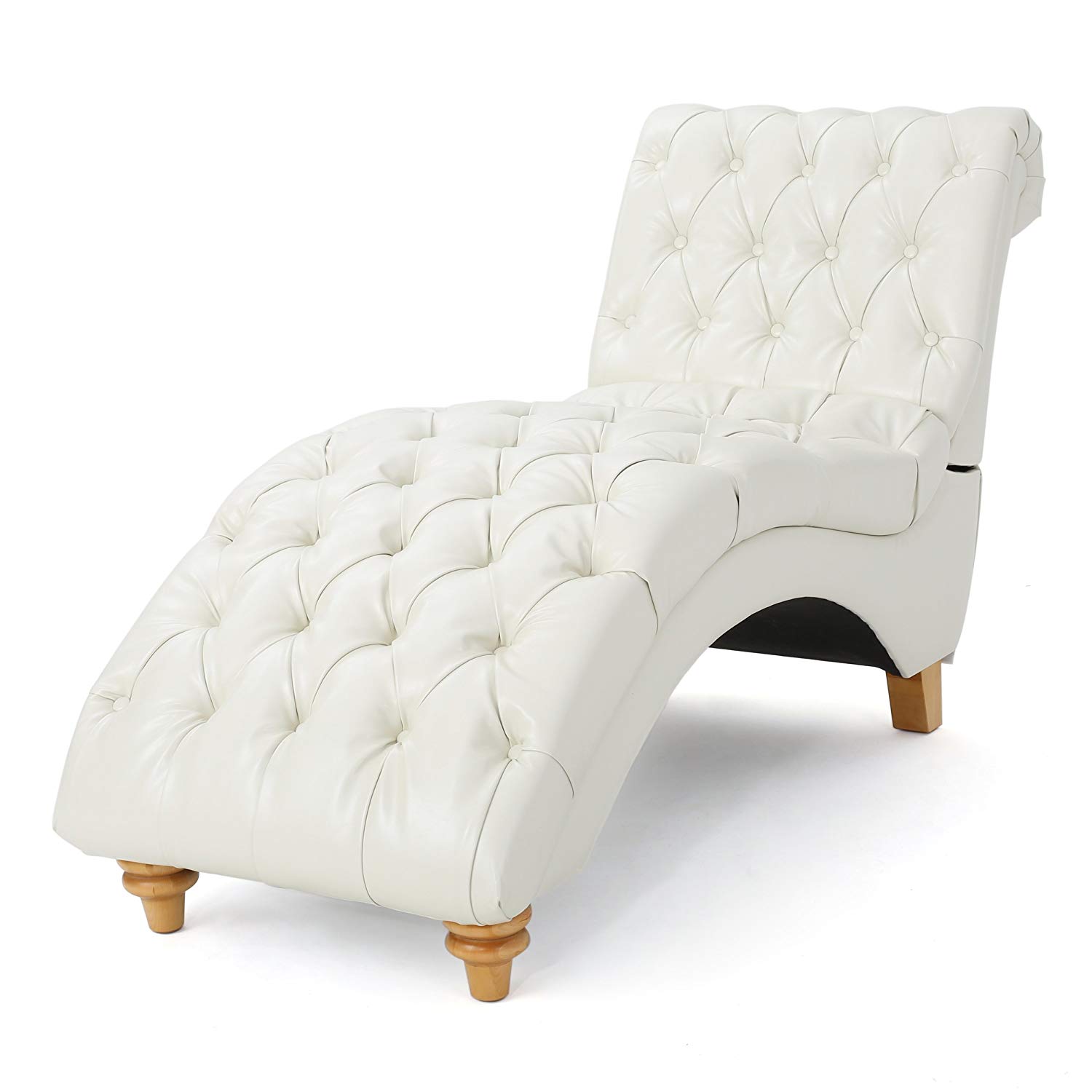 Traveller Location: Bellanca Fabric Tufted Chaise Lounge Chair (Ivory): Kitchen &  Dining