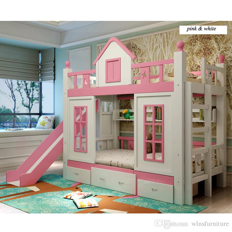 2019 0128TB006 Modern Children Bedroom Furniture Princess Castle With Slide  Storages Cabinet Stairs Double Children Bed From Wlnsfurniture,