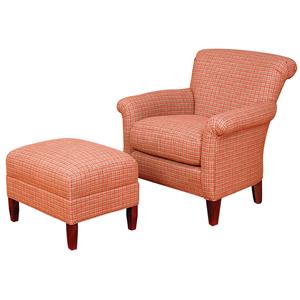 Francis Rolled Back Accent Chair and Ottoman Set