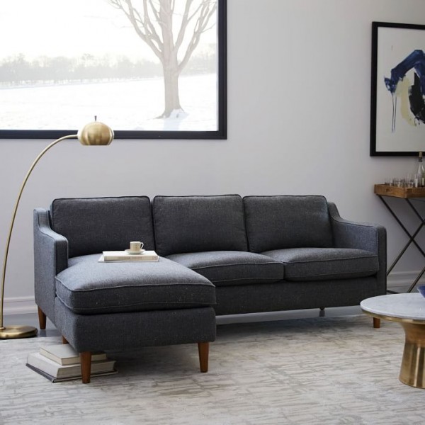 A Hamilton upholstered chaise sectional from West Elm is one of the best  sofas for small