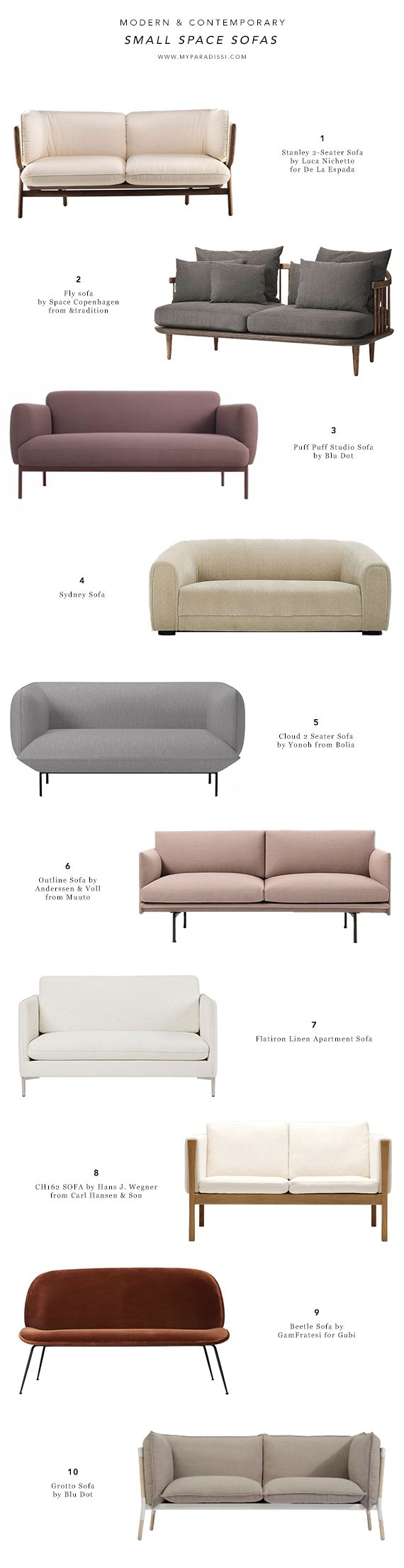 Small space sofas, compact sofas, settees, contemporary loveseats,  apartment sofas