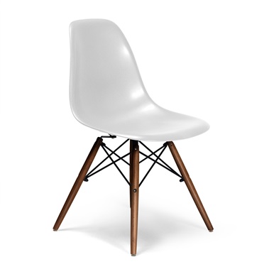 Molded Plastic Side Chair with Wood Legs