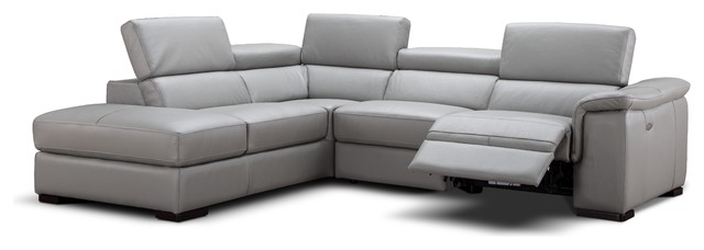 Perla Italian Leather Sectional Sofa With Power Recliner