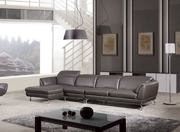 Modern Taupe Italian Leather Sectional Sofa - Shop for Affordable