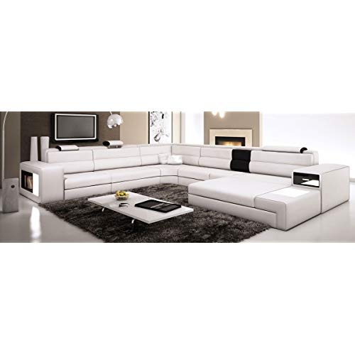 Amazon.com: White Contemporary Italian Leather Sectional Sofa