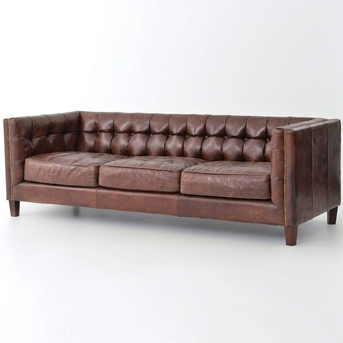 Carnegie Abbott 85 inch contemporary leather sofa