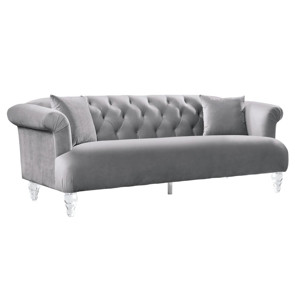 Armen Living Armen Living Grey Velvet Contemporary Sofa with Acrylic Legs