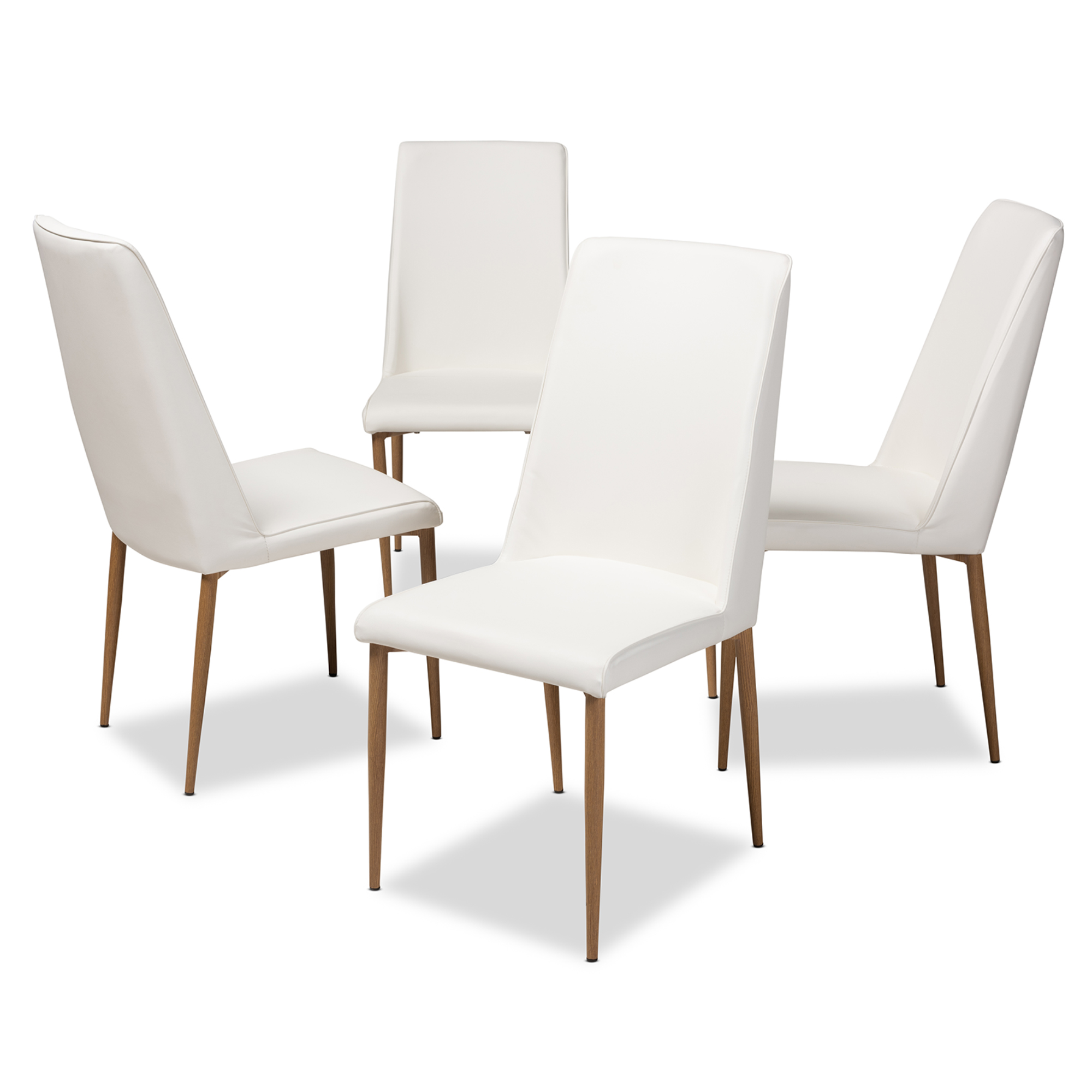 Baxton Studio Chandelle Modern and Contemporary White Faux Leather  Upholstered Dining Chair (Set of 4)