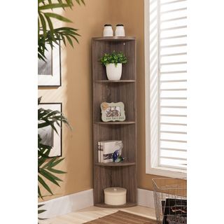 Shop K&B BK19 Grey Wood Corner Bookcase - Free Shipping Today - Overstock -  10568504