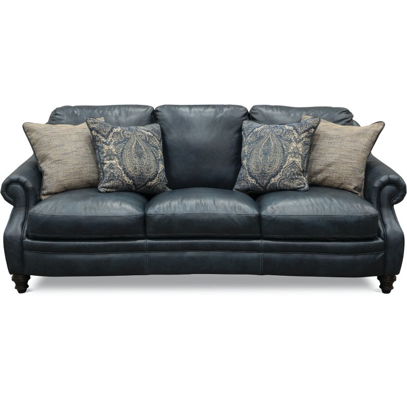 Classic Traditional Navy Blue Leather Sofa - Admiral | RC Willey Furniture  Store