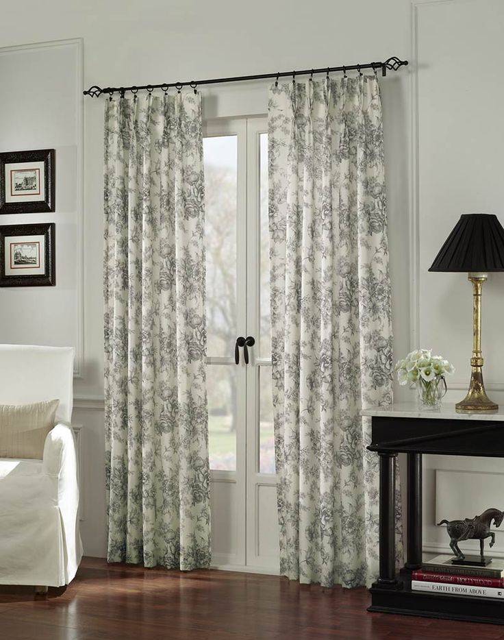 View in gallery french doors drapes black white toile