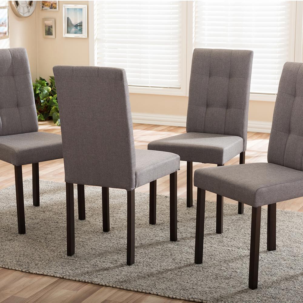 Baxton Studio Andrew 9-Grids Gray Fabric Upholstered Dining Chairs (Set of  4)