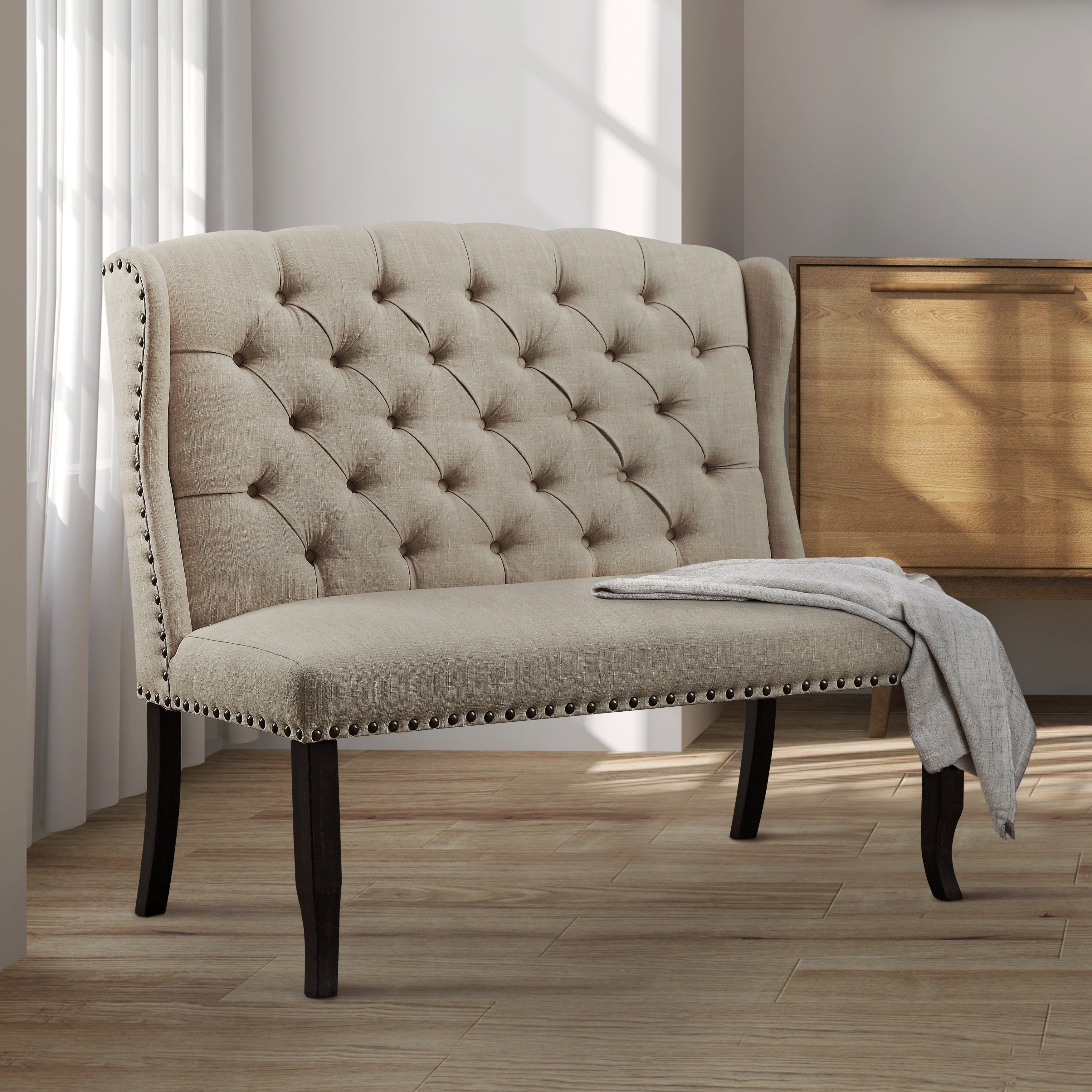 Shop Furniture of America Telara Contemporary Tufted Wingback Loveseat  Dining Bench - Free Shipping On Orders Over $45 - Overstock - 12496024