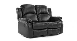 Classic Double Reclining Loveseat - Bonded Leather Living Room Recliner  (Black)
