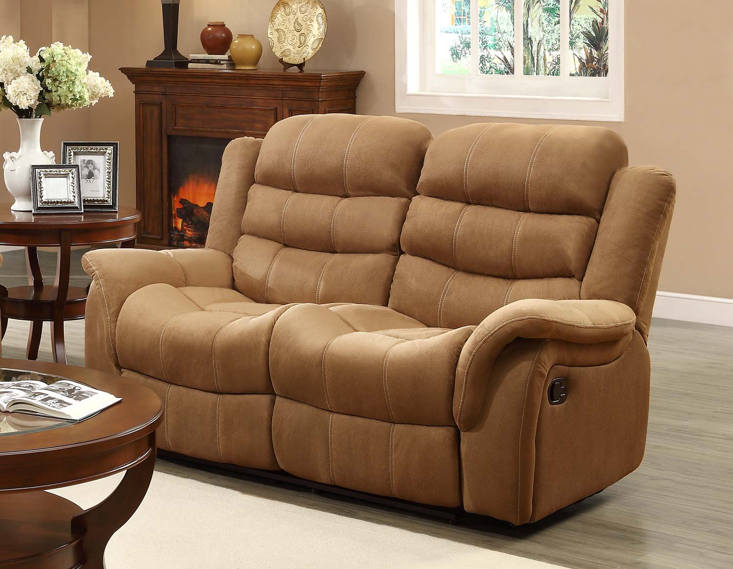 Homelegance Huxley Love Seat Double Recliner - Brown 9777BR-2 |  Traveller Location