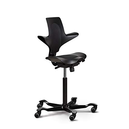 Capisco Ergonomic Office Chair with Saddle Seat - Standing Desk Height  (Puls, Black with