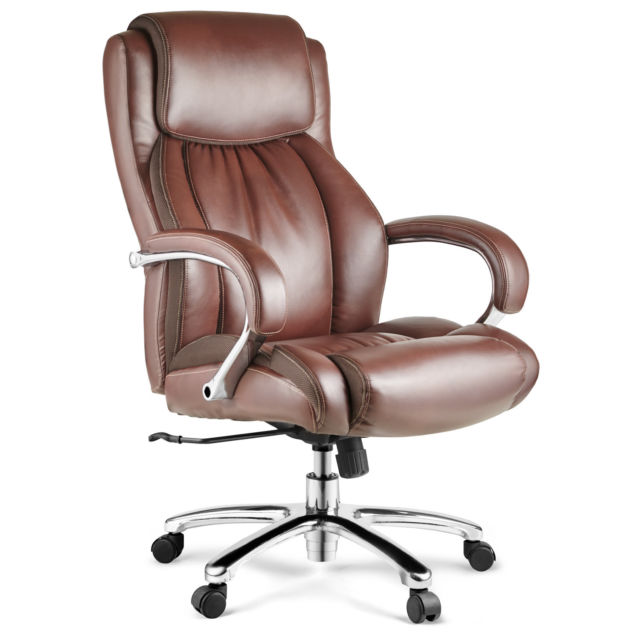 Halter HAL-007 Executive Bonded Leather Office Chair - Chrome Arms & Base