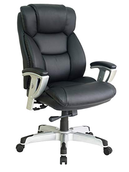 OFFICE FACTOR Big and Tall Executive Office Chair, Bonded Black Leather Office  Chair with Extra