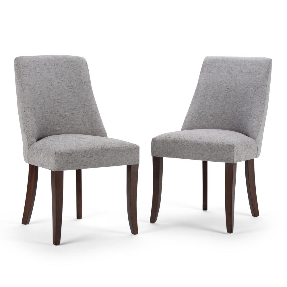 Simpli Home Walden Contemporary Deluxe Dining Chair (Set of 2) in Grey  Linen Look
