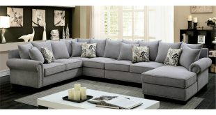 Skyler Transitional Gray Fabric Sectional Sofa Couch