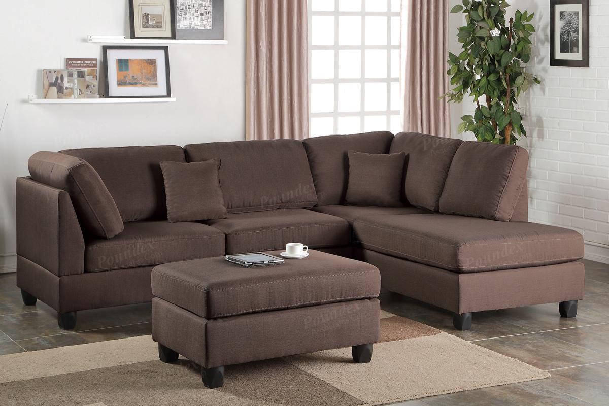 Brown Fabric Sectional Sofa and Ottoman - Steal-A-Sofa Furniture Outlet Los  Angeles CA