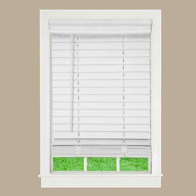 White 2 in. Cordless Faux Wood Blind
