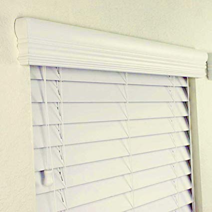 2" FAUX WOOD BLINDS 22 x 36 INCH IN ALABASTER W/UPGRADED CROWN VALANCE