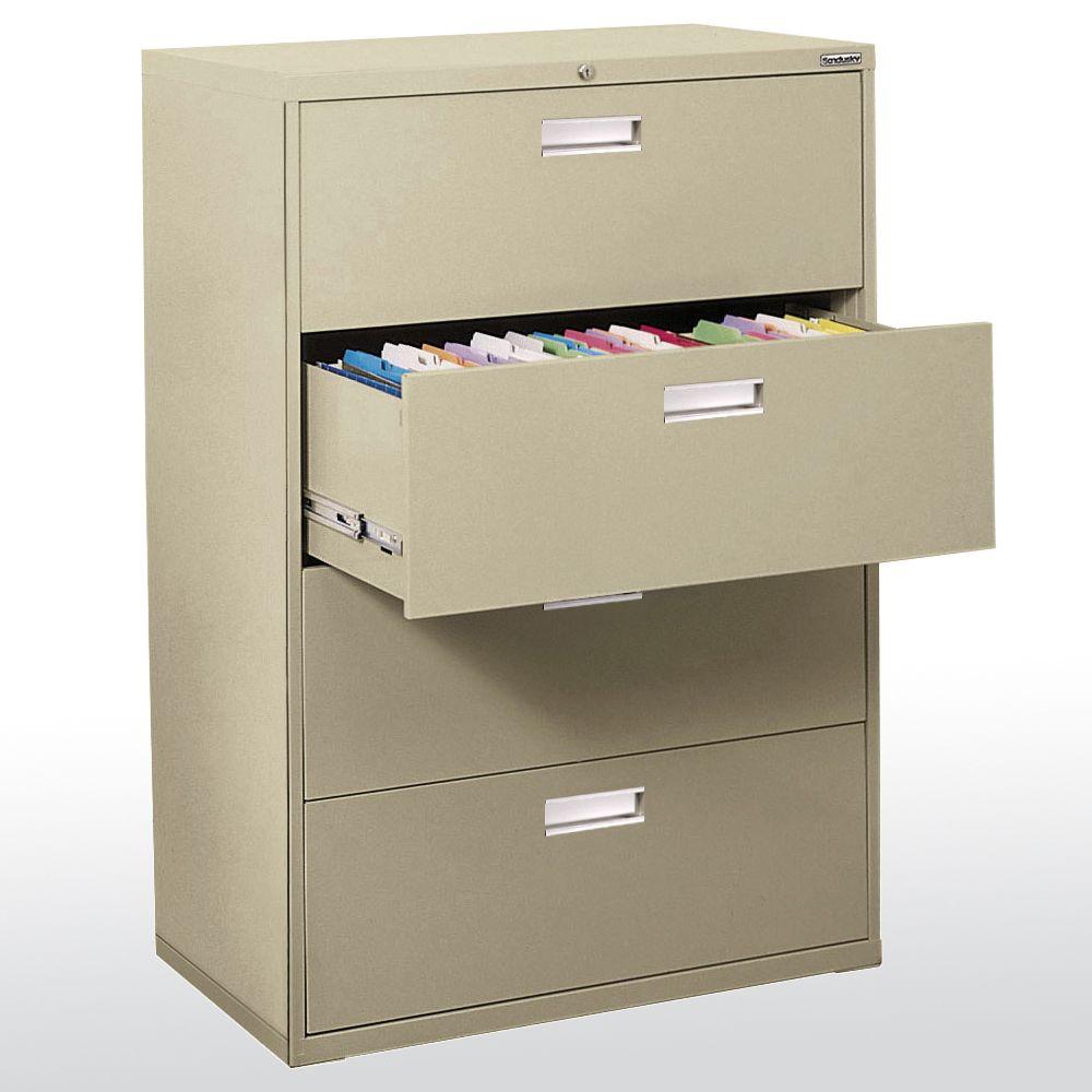 W 4-Drawer Lateral File Cabinet in Putty-LF6A364-07 - The Home Depot