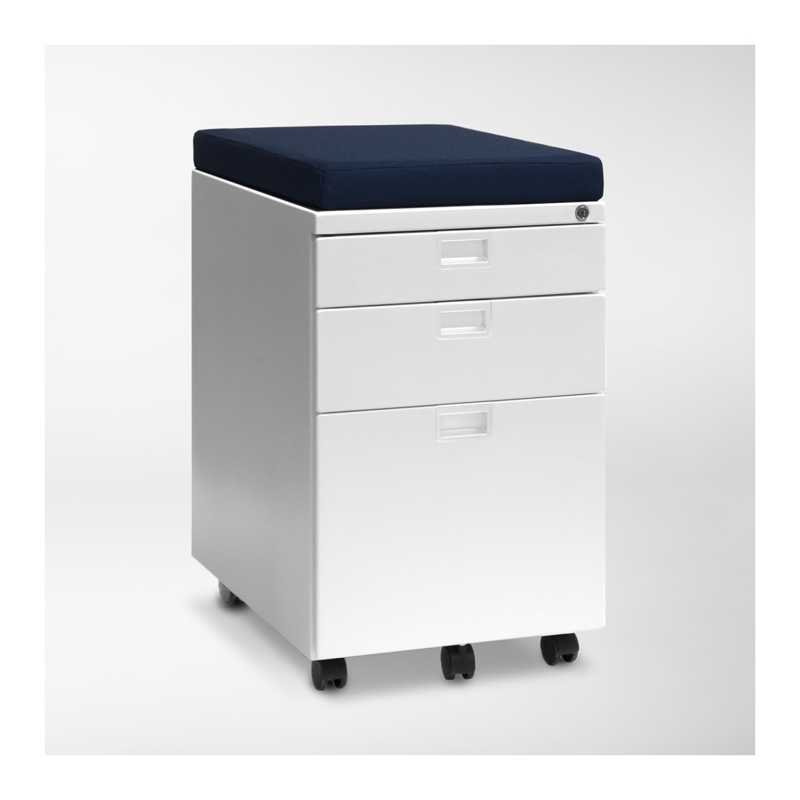 White Sidekick File Cabinet with Sapphire Cushion