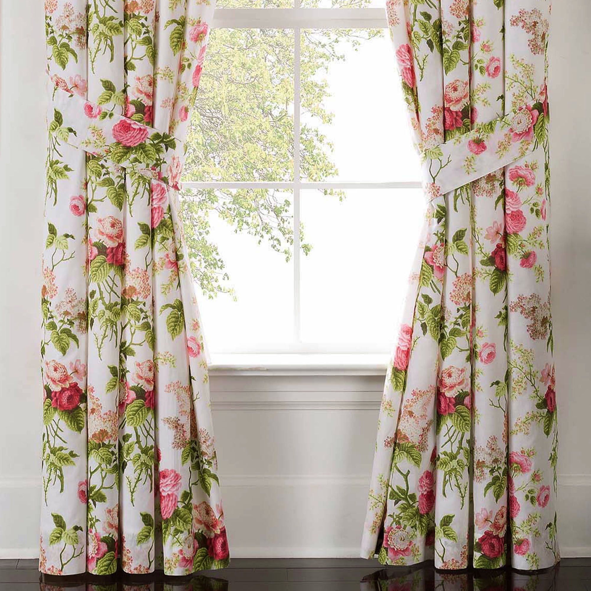Emmas Garden Wide Tailored Curtain Pair White 100 x 84