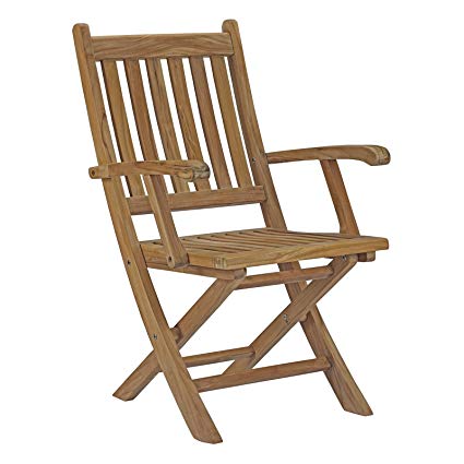 Amazon.com : Modway Marina Teak Wood Outdoor Patio Folding Armchair